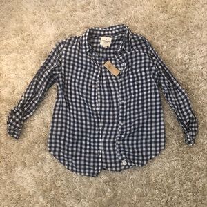 American Eagle Boyfriend Fit Plaid Button Up Shirt